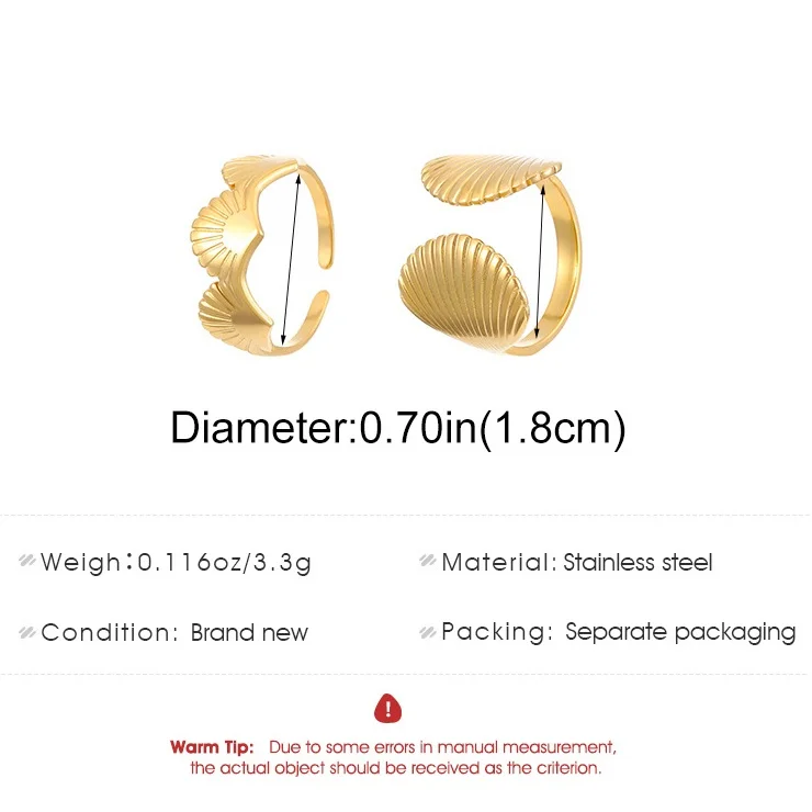 2/3 teile/los Edelstahl Kreative Seestern Shell Ringe Wasserdicht Einstellbar Offenen Ring Für Frauen Sommer Seabeach Schmuck Geschenke – Detail 12
