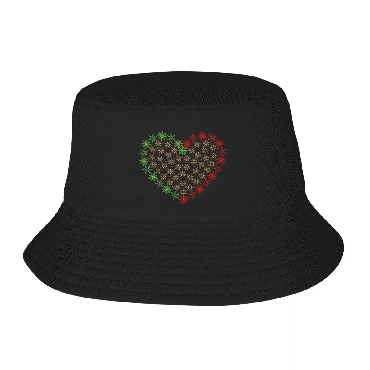 2025 New Coloful Snowflakes Arrange Into Fancy Heart On Christmas Day Bucket Hat Hat Man Luxury Boonie Hats Men Golf Wear Women'