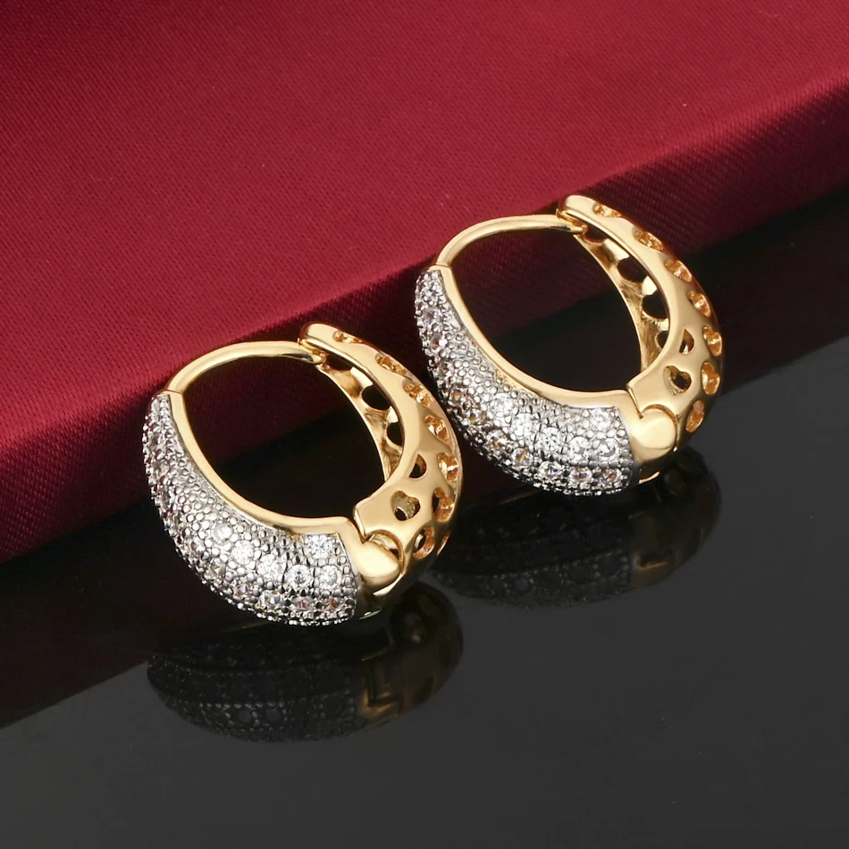 

Fashion 925 Sterling Silver 18K Gold Exquisite Zircon Earrings Women Wedding Party Charm Jewelry Gifts