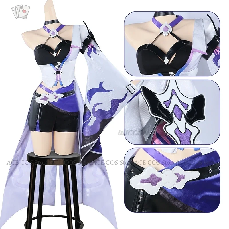 Acheron cosplay game thankai star rail cosplay costume dress wig shoes full set women rode play Carnival party clothes Acheron