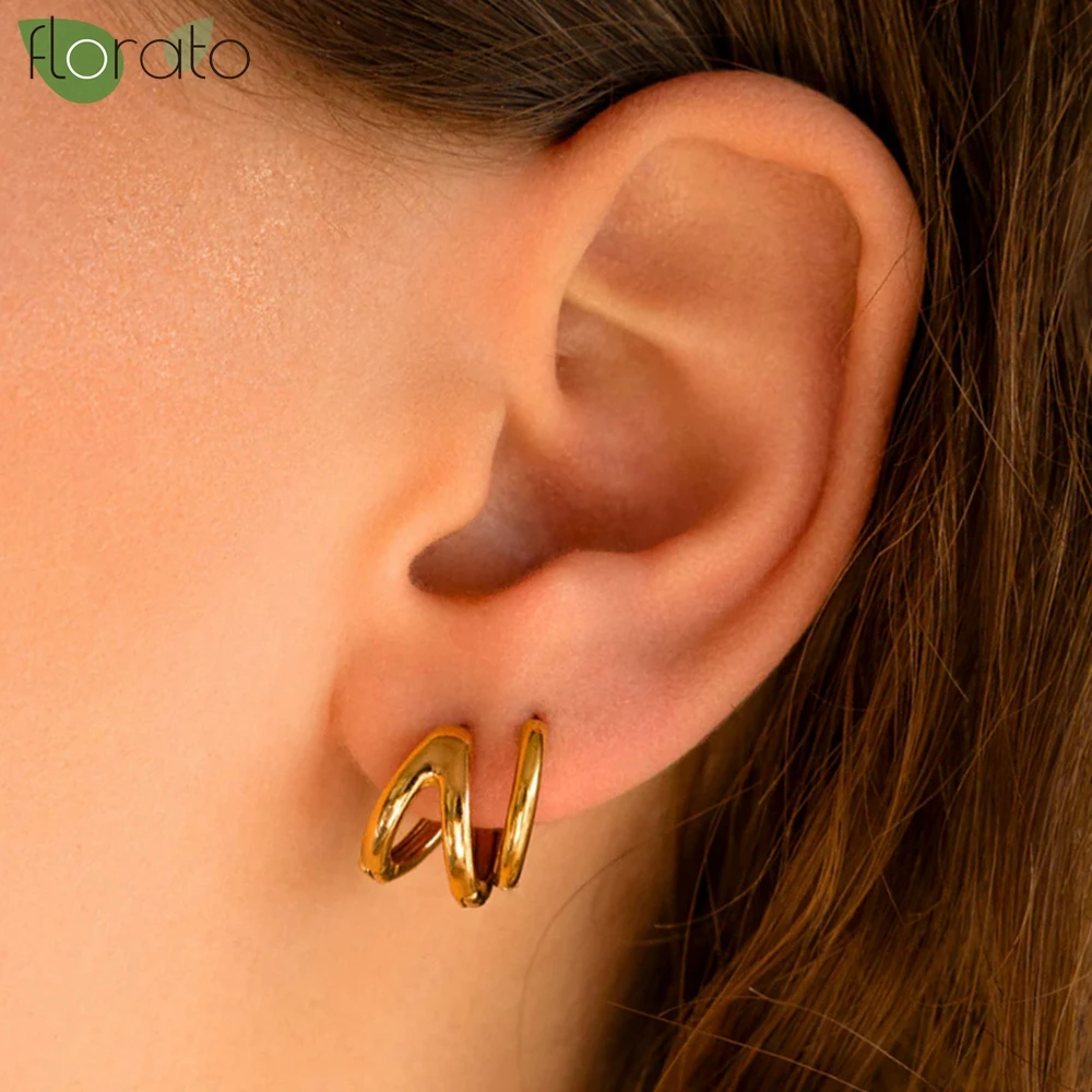 

925 Sterling Silver Needle Vintage Double-layer 24K Gold Hoop Earrings for Women 2025 New Fashion Jewelry Fine Birthday Gift