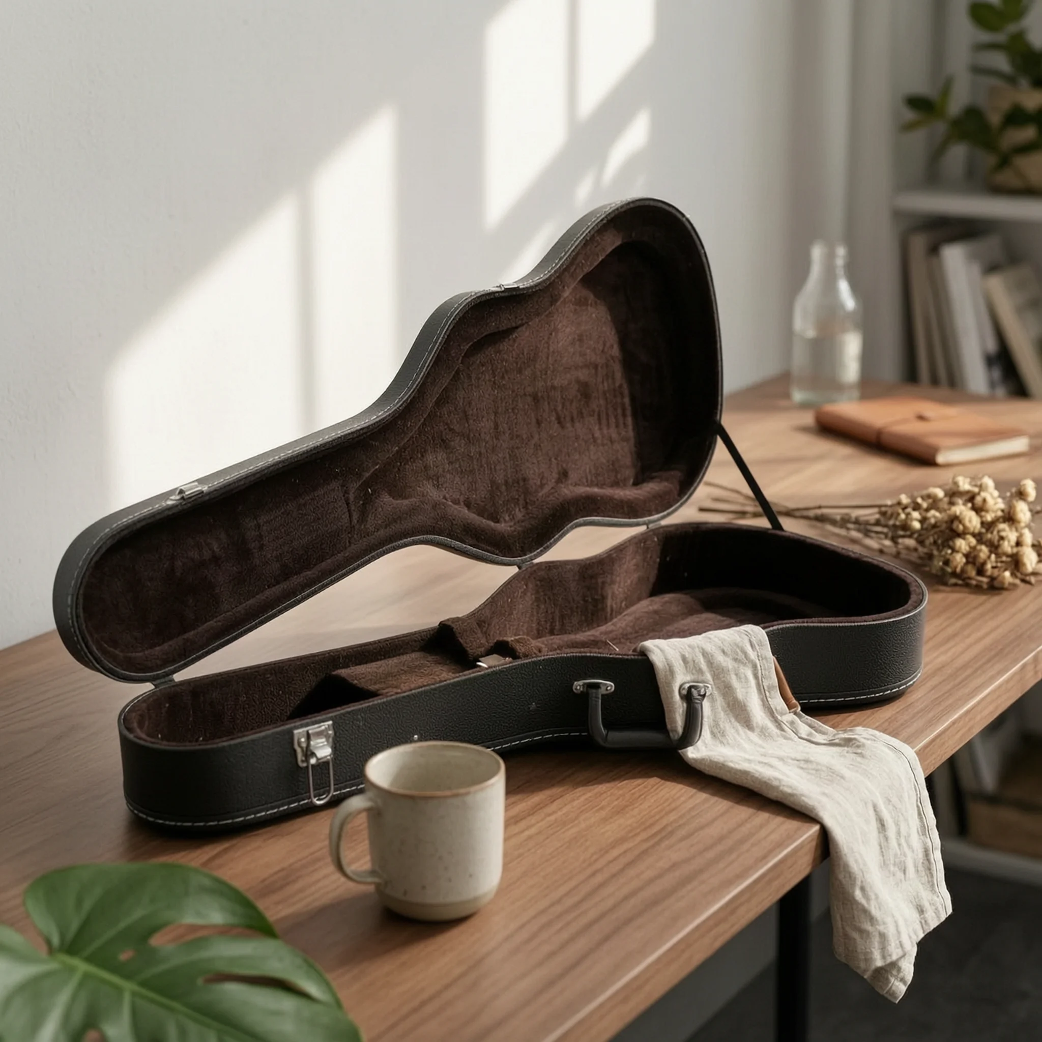 

Wooden Guitar Case Waterproof Hard Guitar Case Musical Instrument Storage Shockproof Cushioned Cushioned Interior