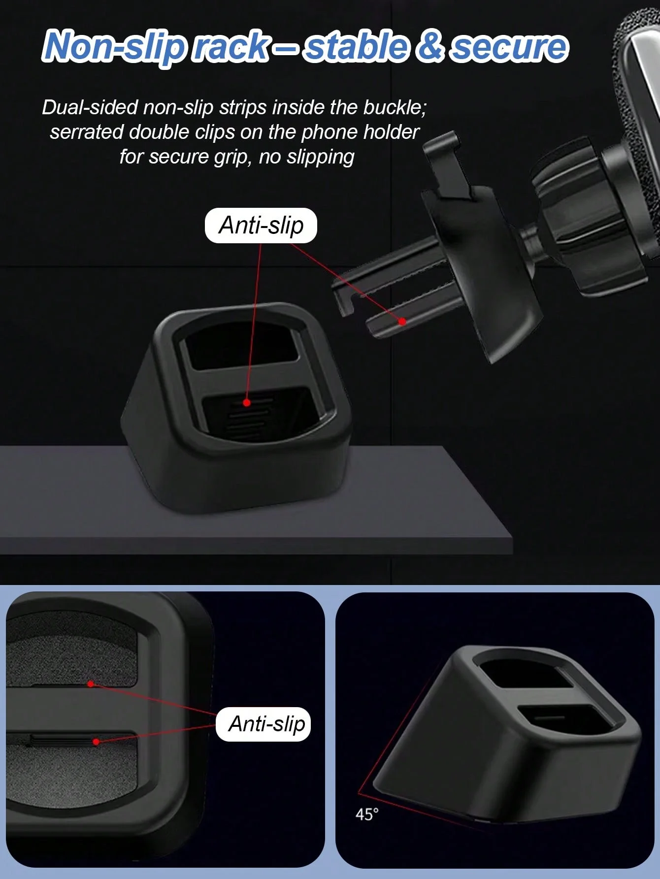 Universal Car Phone Holder - Adjustable Dashboard and Air Vent Clamp Mount, L-Shaped, Interoperable with Non-Rechargeable Plasti