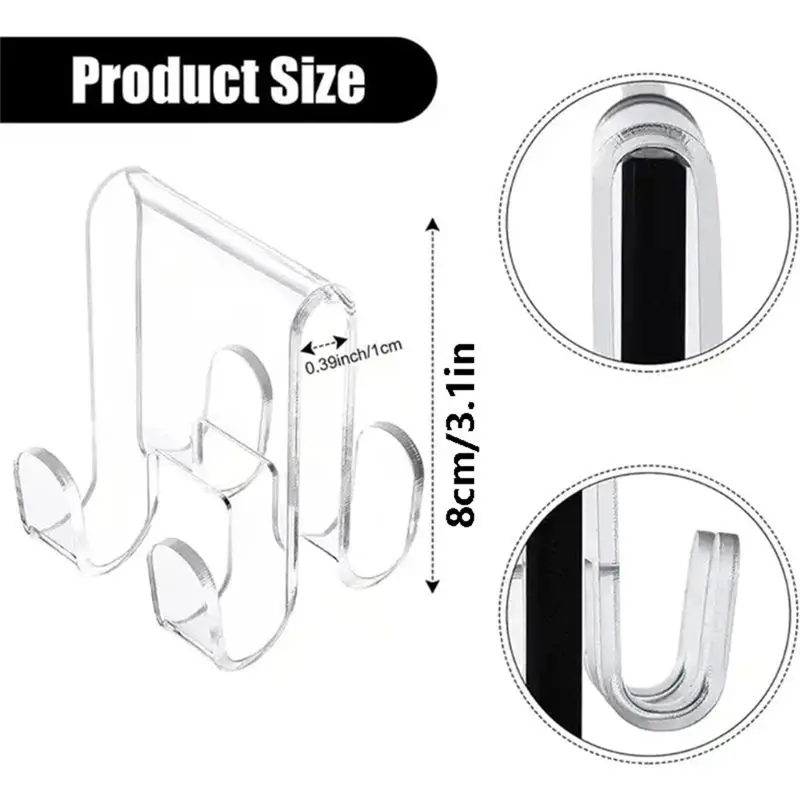 AEE2-2Pcs Acrylic Glass Door Hanger Attachments Secure Towel And Clothing Hangings Hook - view 6