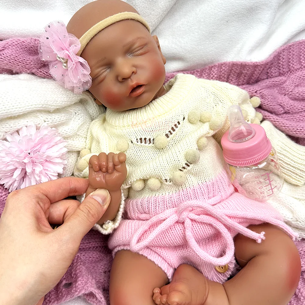 세척 가능한 풀 실리콘 리본 베이비돌 18인치 실물 같은 리본돌 수제 페인팅 신생아 인형 무네카 어린이 선물용