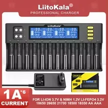 

LiitoKala Lii-S12 12-слотовое зарядное устройство 18650 с ЖК-дисплеем для 20700 26650 21700 14500 10440 16340 1,2 В 3,7 В 4,2 В Lion Battery