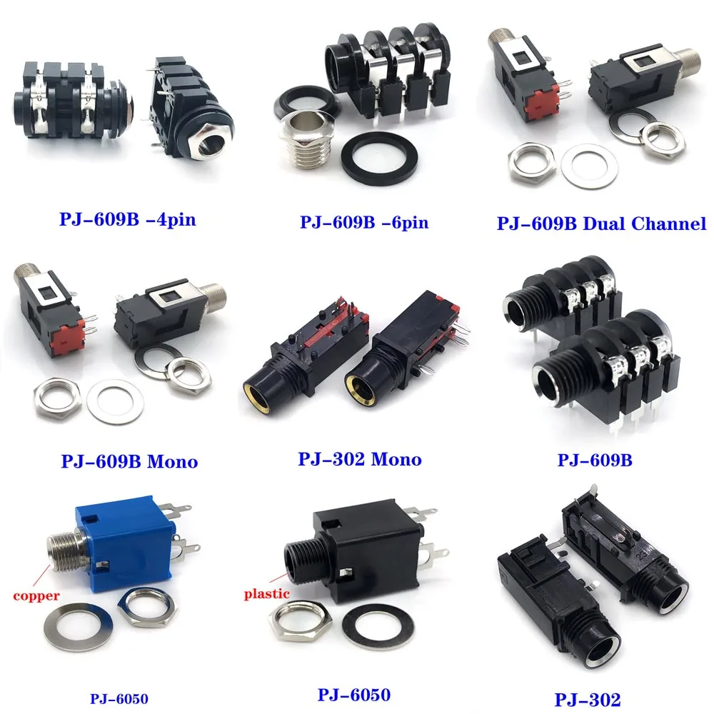 6,35 mm gniazdo audio mikrofon gitara słuchawki wzmacniacz mocy żeńskie gniazdo PCB złącze mono stereo gniazdo