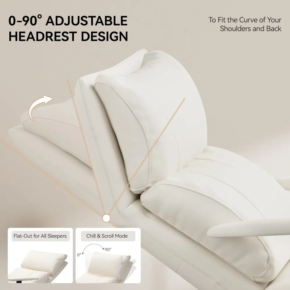 كرسي مكتب للاستلقاء مع مسند رأس قابل للتعديل ومسند للقدمين، 170 °   كرسي مكتب مريح بدون جاذبية، جلد Exec