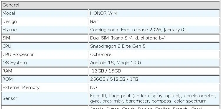 New Arrival Original HONOR WIN 5G Mobile Phoone 6.83" AMOLED 185Hz Display Snapdragon 8 Elite Gen 5 Battery 10000mAh Smartphone