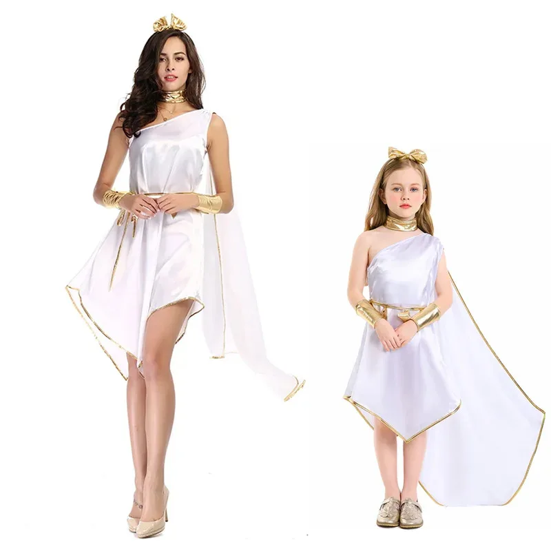 

Child Adult Goddess Cosplay Dress Girl Women Ancient Greek Goddess Costume Halloween Kid Purim Roman Princesses Fancy Dress