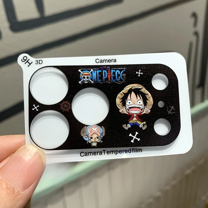 Cartoon One Piece Camera Lens Protectors for iphone 17 Pro Max 16 15 Plus 14 13 Mini Anime Glass Protective Film Cover Case