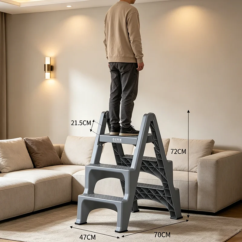 `Step Stools & Step Ladders Kitchen Furniture, Folding High‑Low 2‑Step Stool Bench for Car Beauty Washing Household Scenarios`