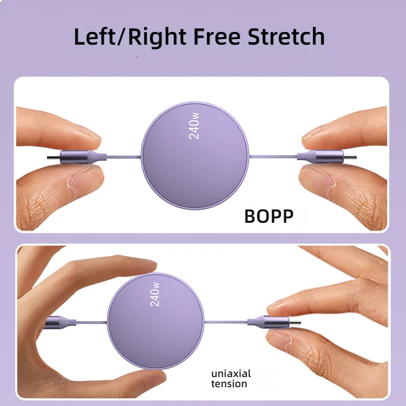 PD 240W USB C a USB C Cable Cable de carga rápida retráctil para iPhone 16 Huawei Xiaomi Samsung tipo C accesorios de carga rápida