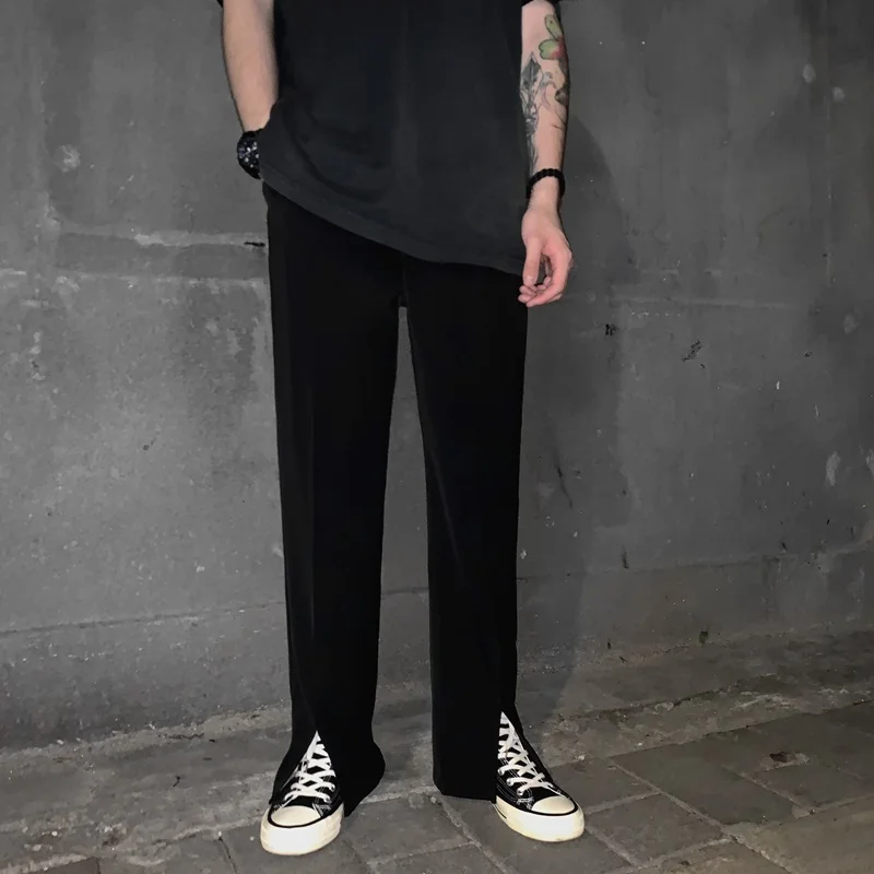 

Мужские прямые брюки в пол Bla, не требующие глажки, в стиле ретро, струящиеся, повседневные, однотонные, осенние, модные, молодежные