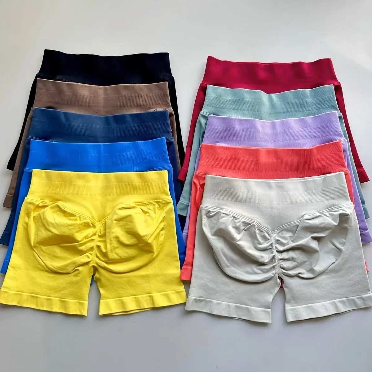 Sports Shorts Low Ribbed Band Yoga Shorts Seamless Scrunch Bum Workout Gym Shorts Booty Stretch Fitness Clothes Running Shorts image 5