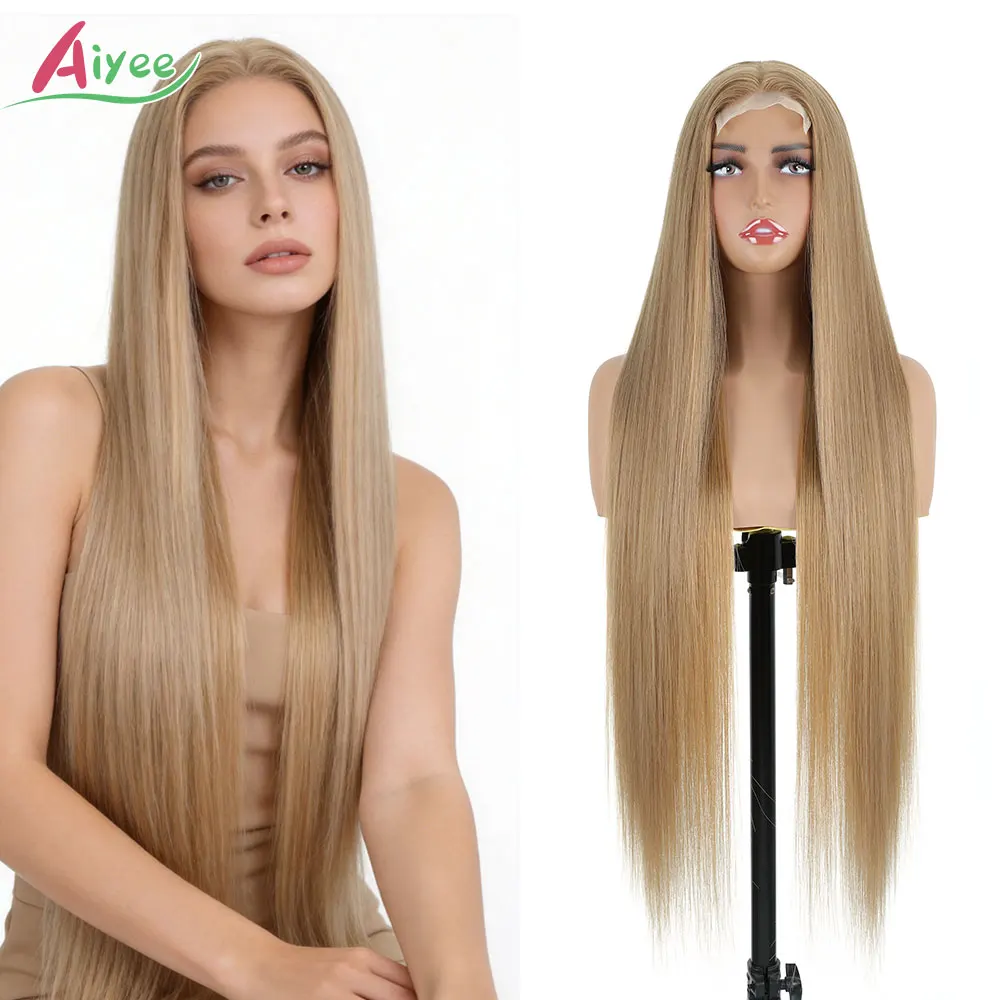 aiyee-peluca-recta-de-36-pulgadas-con-frente-de-encaje-pelo-sintetico-de-aspecto-natural-peluca-de-cosplay-para-mujer-color-gris-plateado-castano