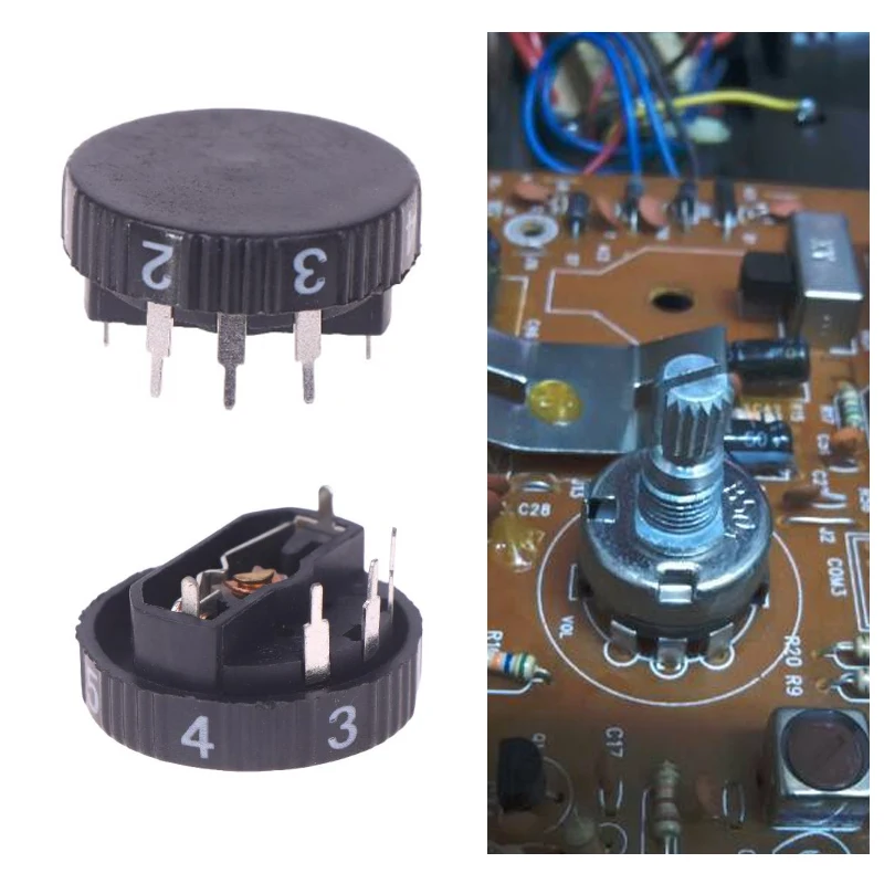 1Pcs WH 28-T Back B100K 5 Pin Pulley Potentiometer Rotates 10 Lower Belt Switch