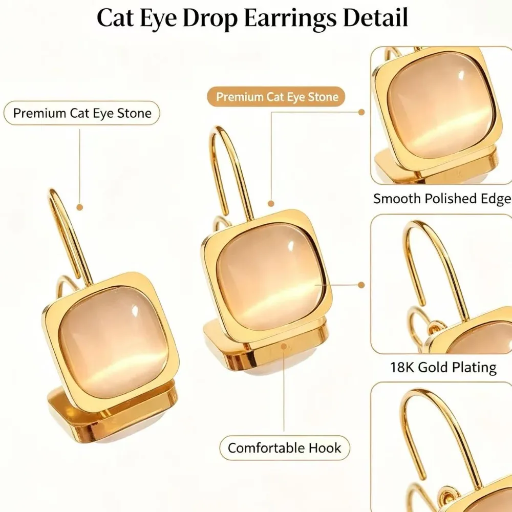 1PC French Ins Geometric Resin Jewelry Set, Gold Plated Stainless Steel Hypoallergenic, Necklace & Earrings Kit for Daily