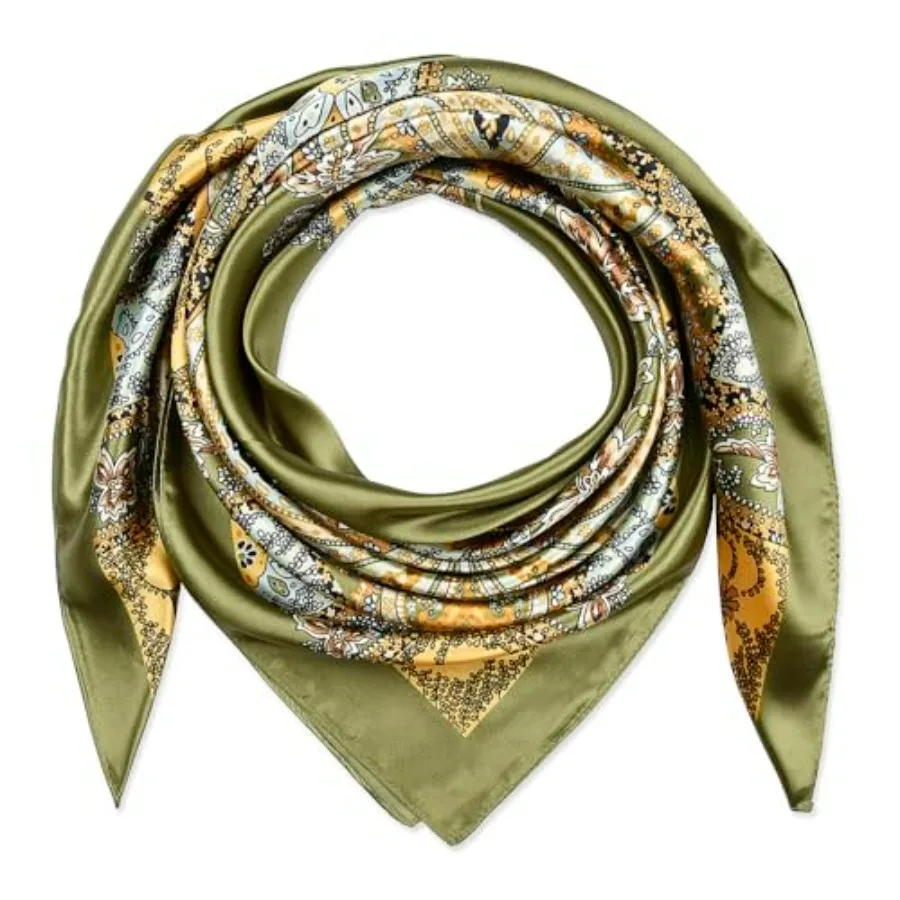 

35x35 Large Square Satin Hair Scarf for Women Silk-Feel Head Wrap, Night Protection, Fashion Bandana and Headscarf