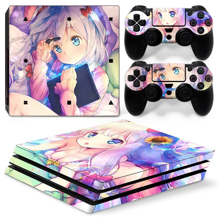 Cute girl style Protective Sticker for PS4 Pro Console, Decal Skin, Gaming Accessories Support custom drawing