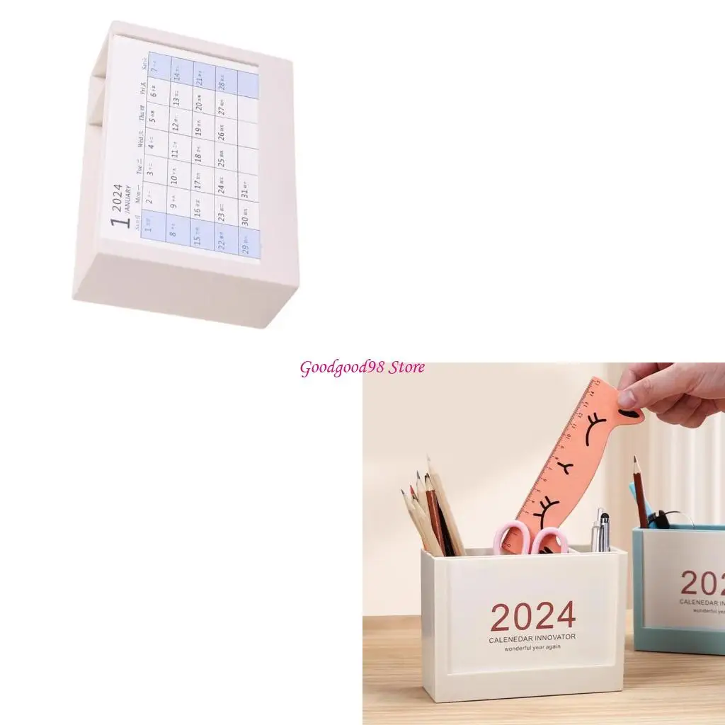 حامل أقلام مكتب متعدد الأغراض 2 في 1 مع تقويم مكتب 2024 #1