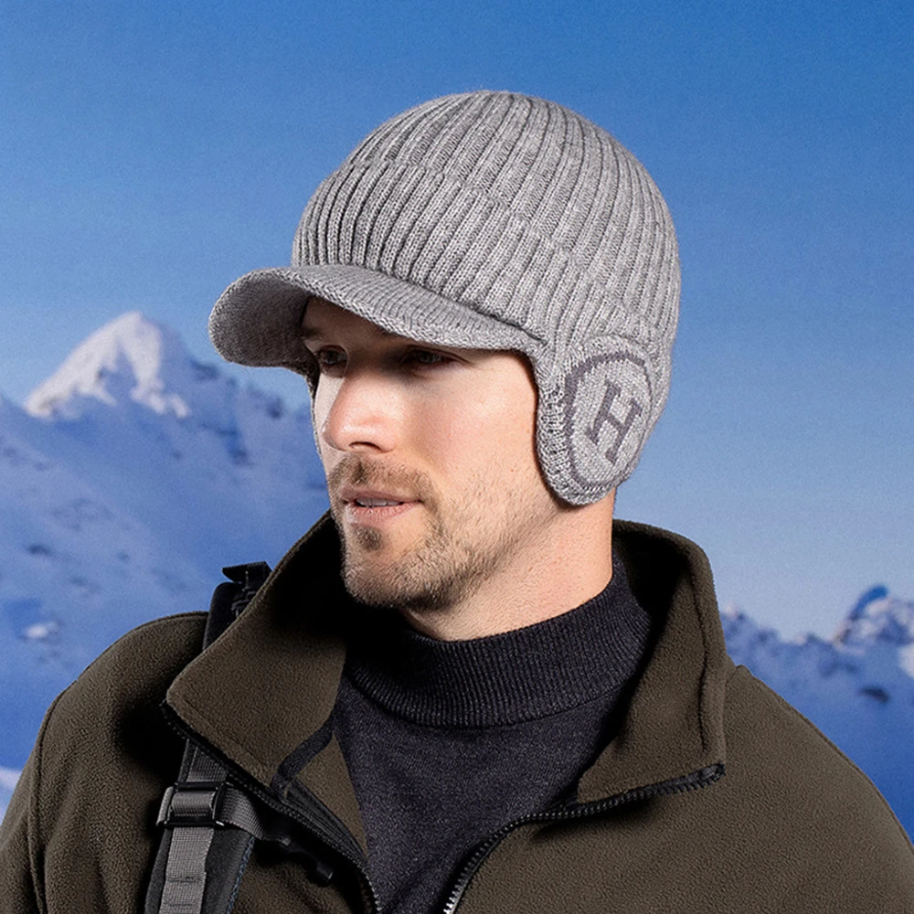 

Men's Winter Hat New Plush Fur Lined Earflap Fashion Beanie Hats Women Outdoor Sport Keep Warm Cap