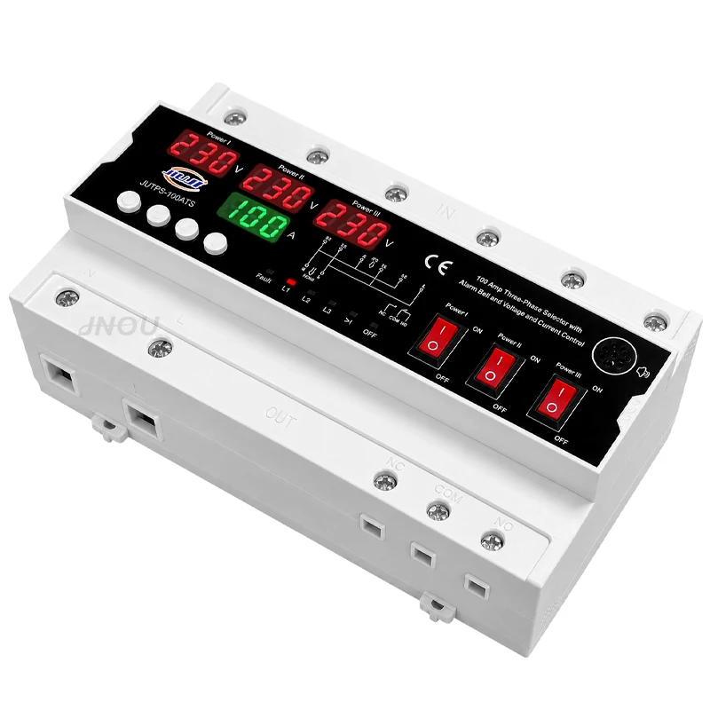 100A 3 Phase Selector 3 Input 1 Output Auto Manual Switch Voltage Current Display OVP UVP OCP Protection Buzzer Alarm 230V
