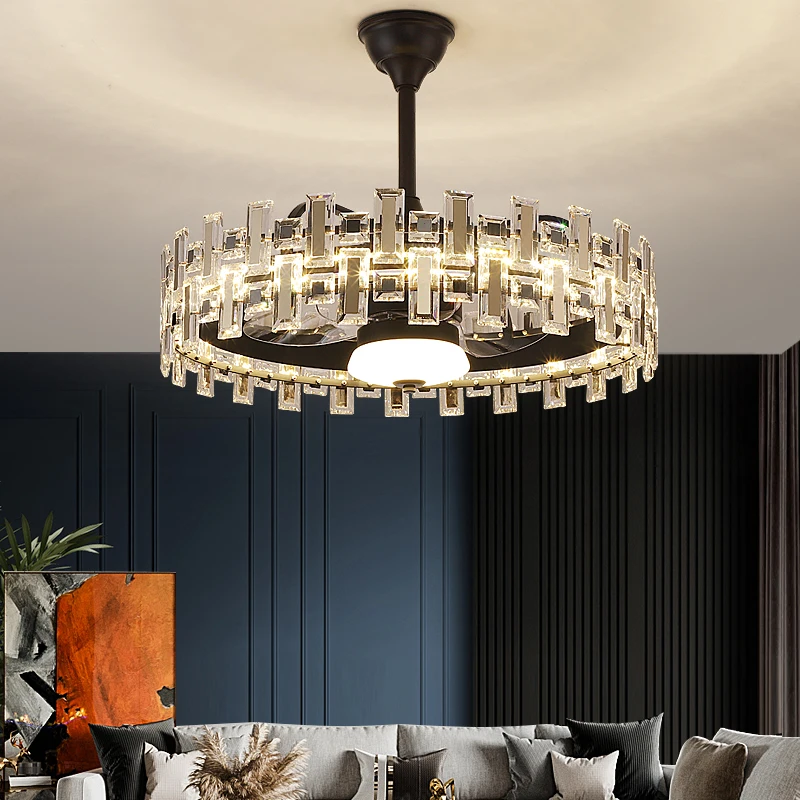 

MZISOSOD for Fan Light Crystal Chandelier Luxurious Silent Ceiling Home Lighting Remote Controlled Modern Living Room Bedroom