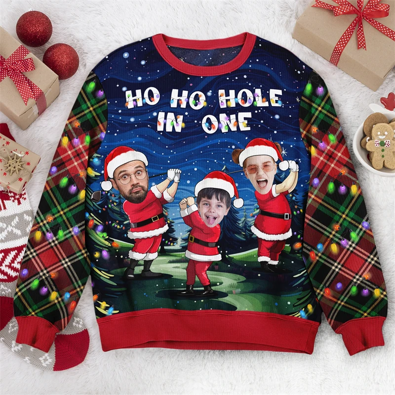 Custom Your Photo 3D Print Ugly Christmas Sweater Custom Face Pattern Family Pullovers Funny Sweatshirt Xmas Gift Unisex Tops