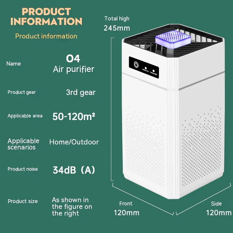 2024 Xiaomi Air Purifier Negative Ions Generator Remover Odor Smoke for Car Room Kitchen with HEPA Filter Air Freshener Cleaner