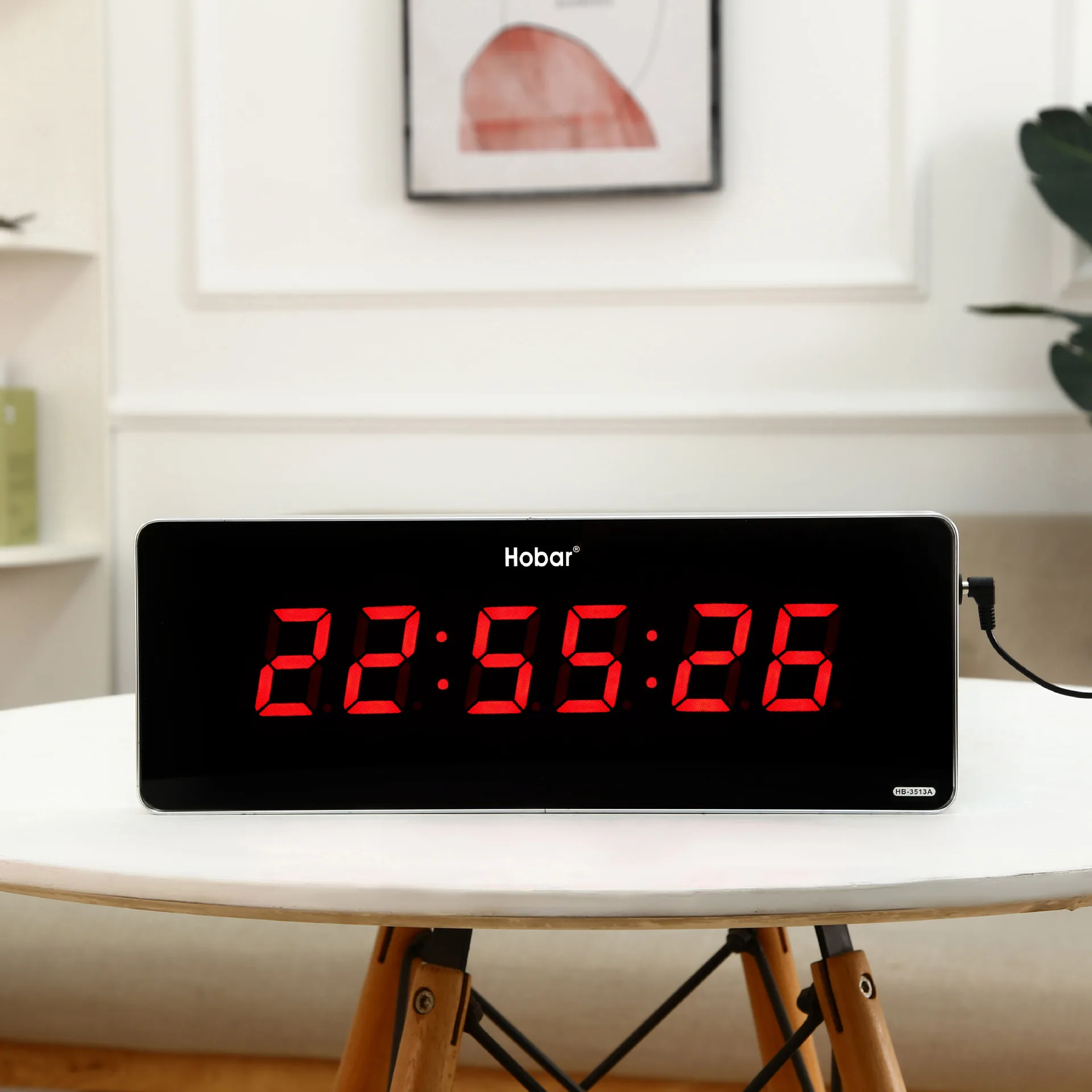 LED Digital Clock with Perpetual Calendar Quartz Motivity Silent Plug-In Luminous Wall Clock for Living Room