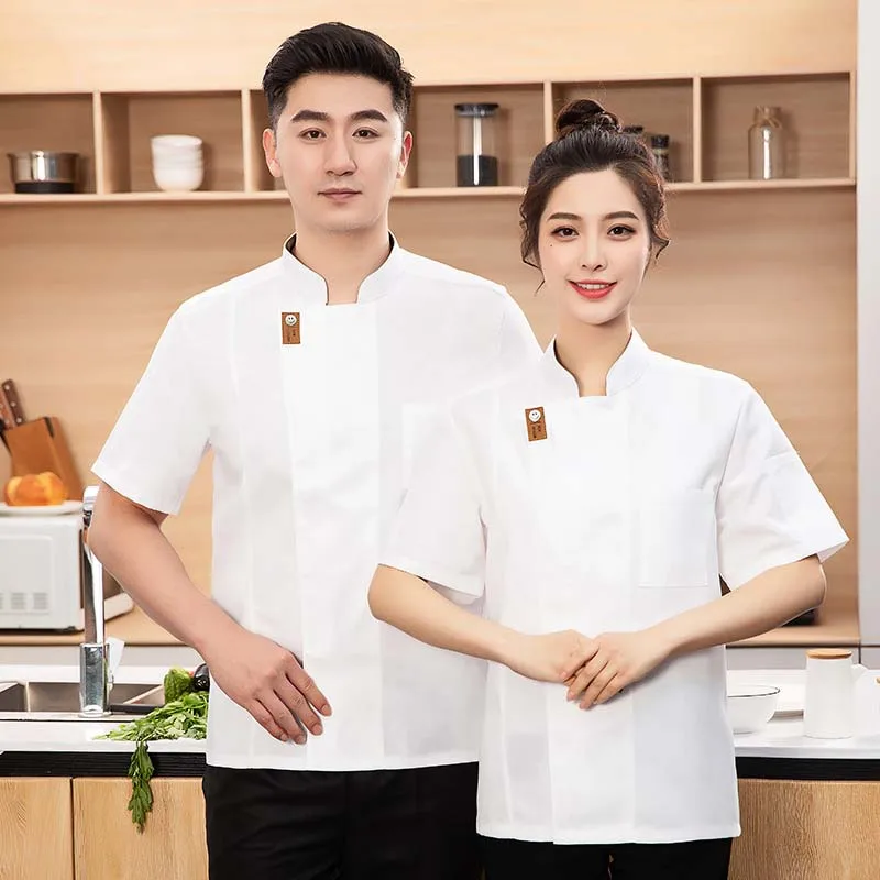 New Chef Overalls Short Sleeve Waterproof Oil-Proof Men's Restaurant Ding Room Canteen Dining Kitchen Staff plus Size Workwear