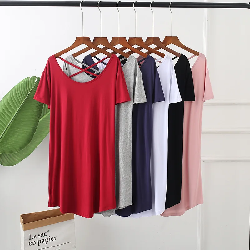 

Women's Sleepwear Short Sleeve Loose Thin Sexy Backless Home Clothes Dress Polyester Fiber Spring Summer Autumn Winter
