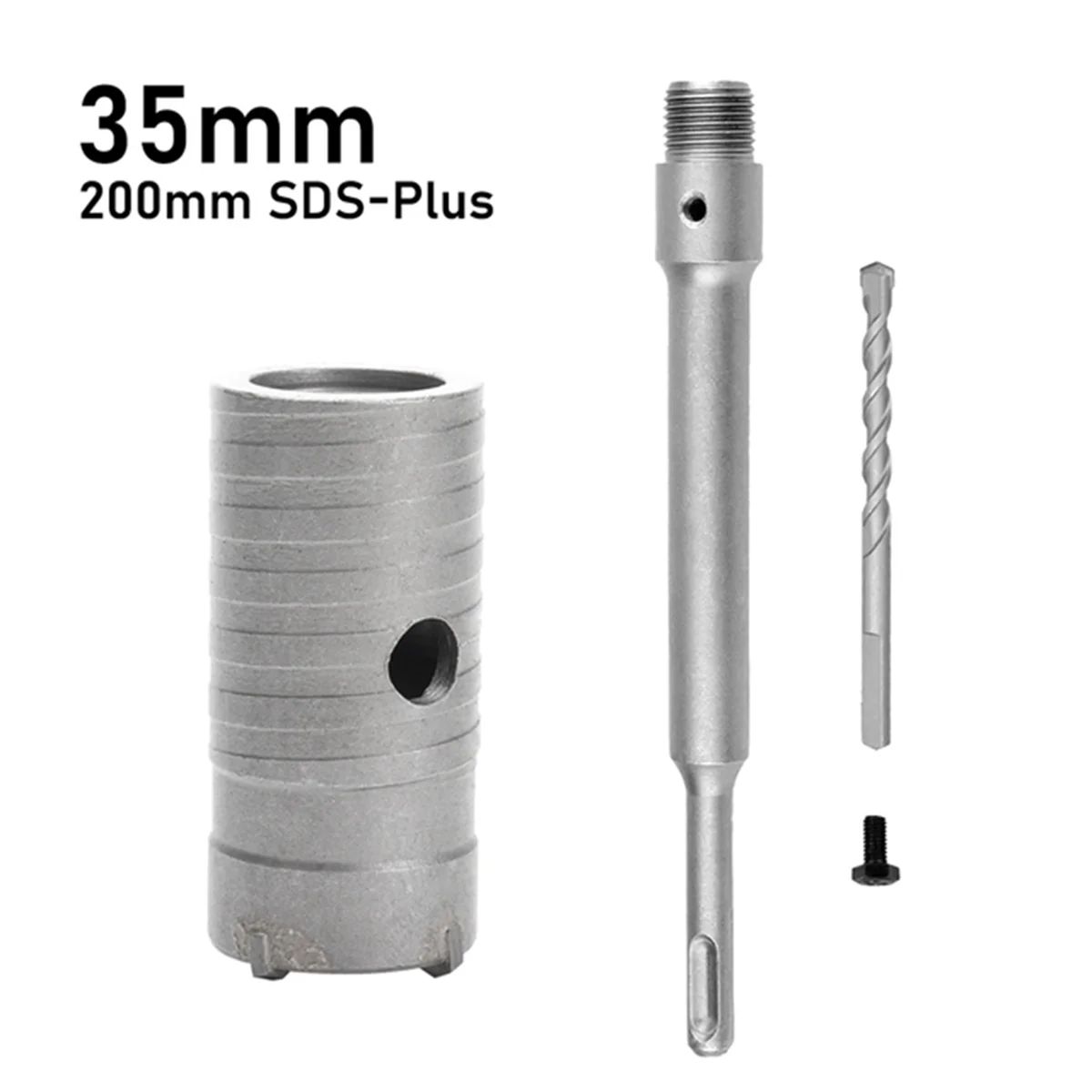 SDS Plus Hammer Drills Wall Hole Saw Drill Bit Set Cutter Tools with Round Shaft Concrete Cement Stone Hole Opener,35mm