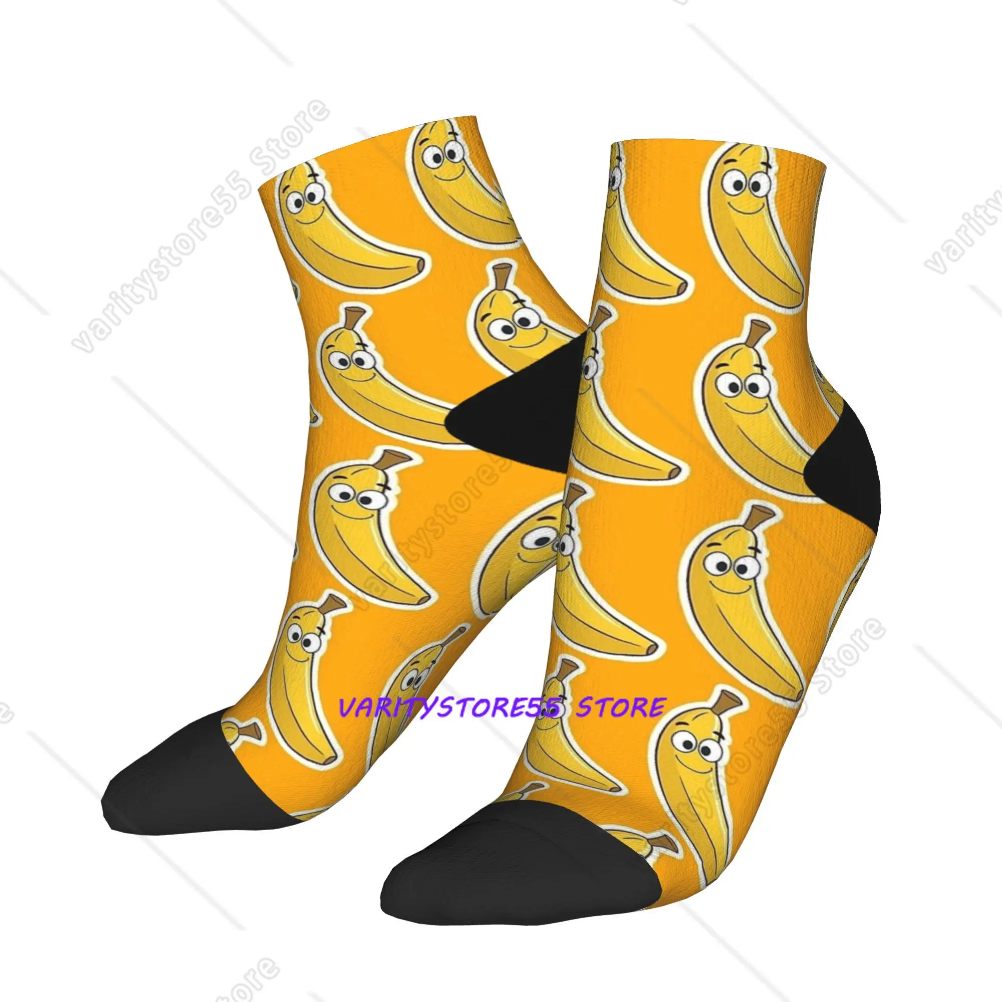 

Носки с мультяшным бананом и большими глазами, нескользящие, мягкие, дышащие, для мужчин, летние, повседневные, на заказ