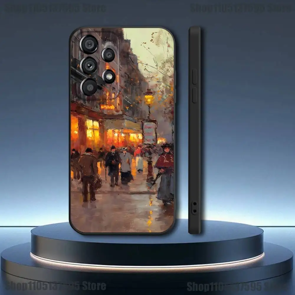 Autumn Retro Oil Painting Phone Case  For Samsung Galaxy A73,31,32,72,41,53,52,71,22,5G,Note,J7,8,9 Soft Black Cover