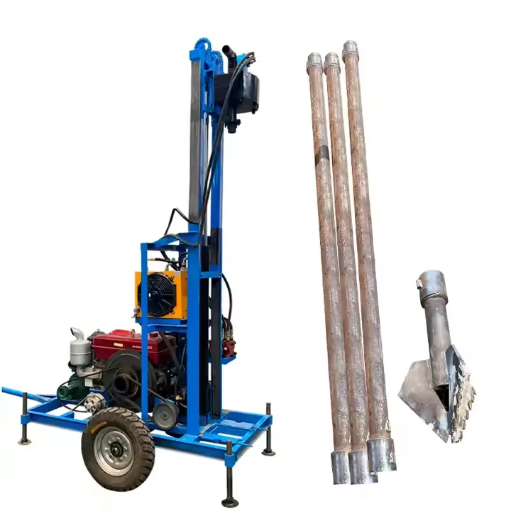 جهاز حفر آبار المياه المحمول بعمق 150 مترًا، محرك ديزل، آلة بئر صغيرة للاحتياجات السكنية والزراعية