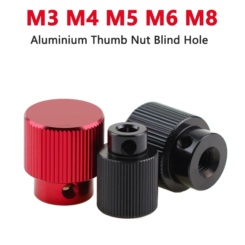 1pc M3 M4 M5 M6 M8 Thumb Nut Frame Blind Hole Hand Tighten Nut with Side Hole Thread Aluminium Anodising Straight