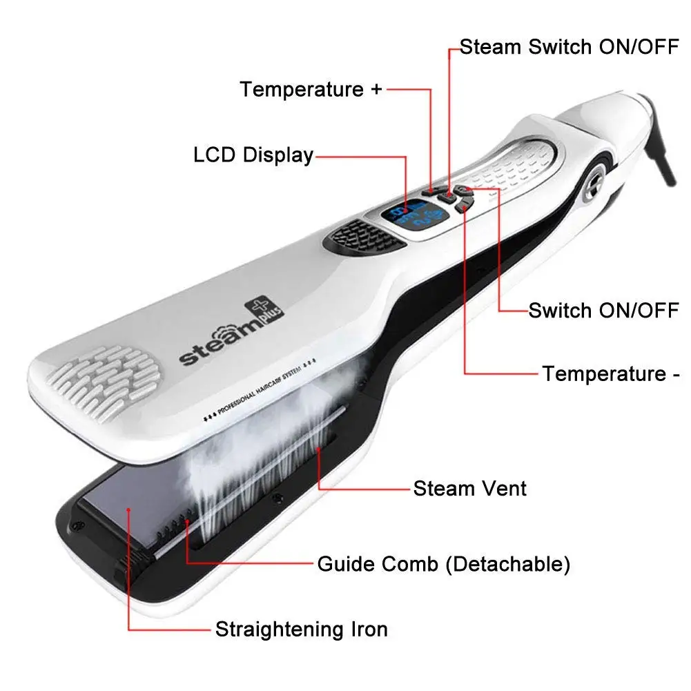 Spray Steam Straight Hair Splint Household Hair Care Straightener Hair Salon Dry and Wet Modeling Straight Combing Integration
