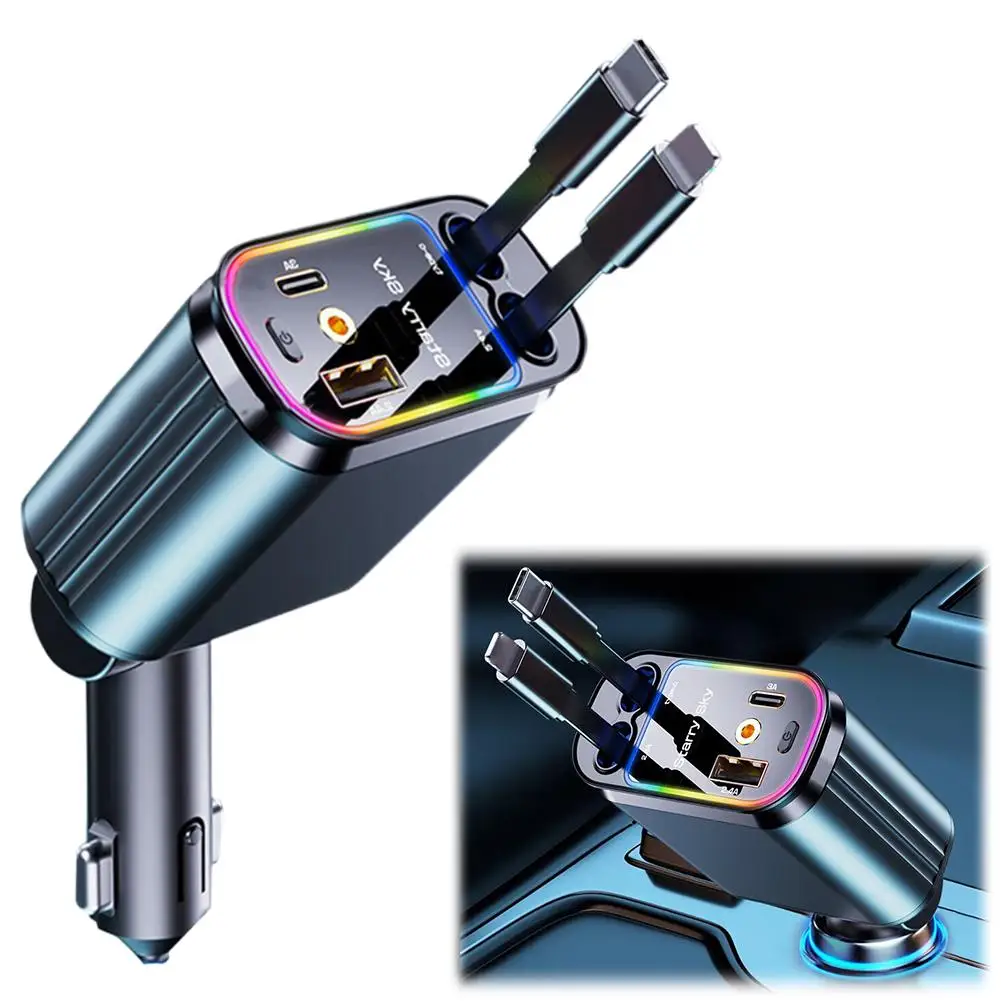 

Новый адаптер для автомобильного зарядного устройства Starlight, 120 Вт, сверхбыстрый автомобильный кабель, USB-зарядное устройство для прикуривателя, выдвижной телефон, двойной с J9C2