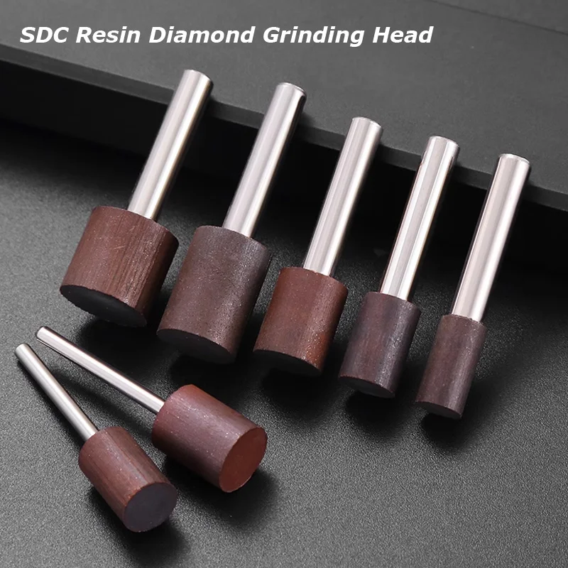 

1/5pcs SDC Resin Diamond Cylindrical Grinding Head Grit150 3/6mm Shank Inner Hole Grinding Rod For Hardness Materials Polishing