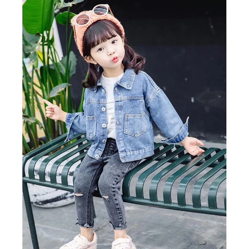 Baby Girls Denim Jacket Spring Autumn Kids Jean Coats For Girls Sweet Little Princess Outerwear Children Clothing 1-10 Years