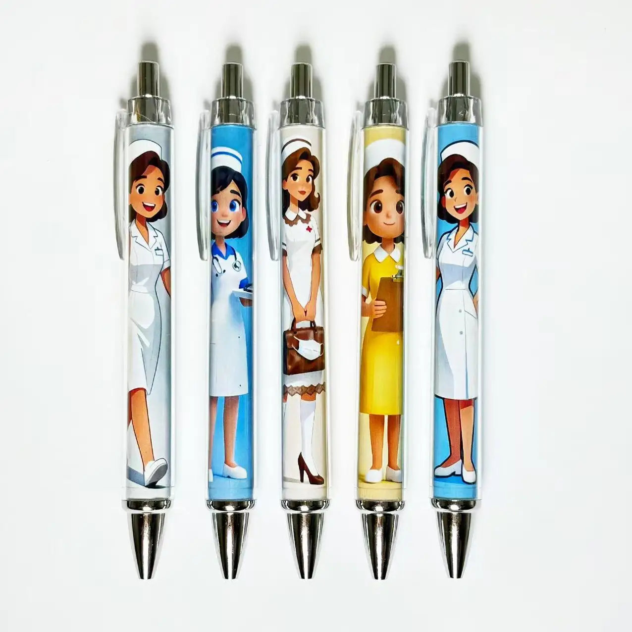 5 قطعة/10 قطعة أقلام حبر جاف على شكل ممرضة أنثى إبداعية ، سلسلة طبية انقر فوق أقلام ، أقلام هدايا للكتابة للطلاب