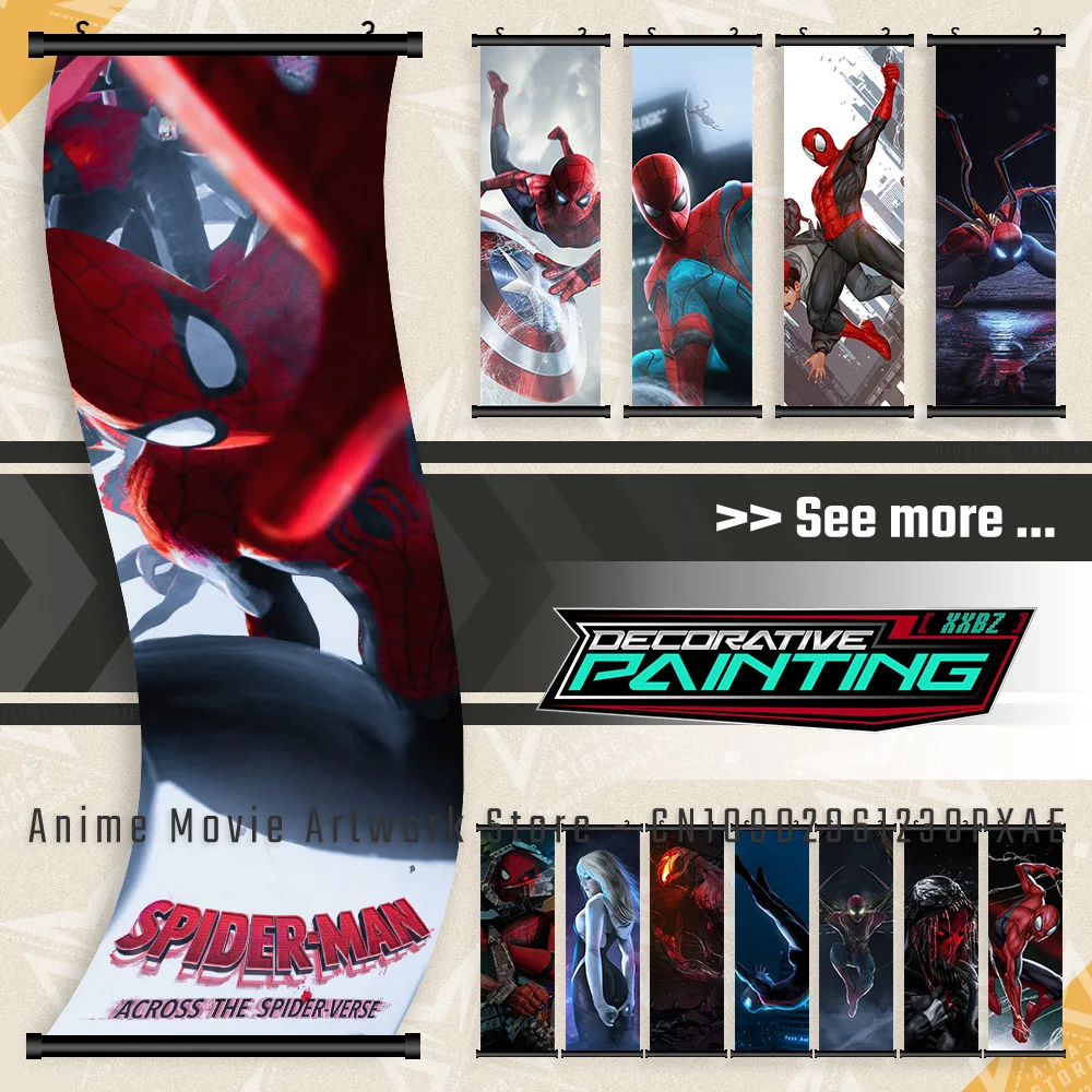 

Marvel Black Spider Man Canvas Wall Art Print Hanging Painting Movie The Avengers Posters Home Decor Living Room Scrolls Picture