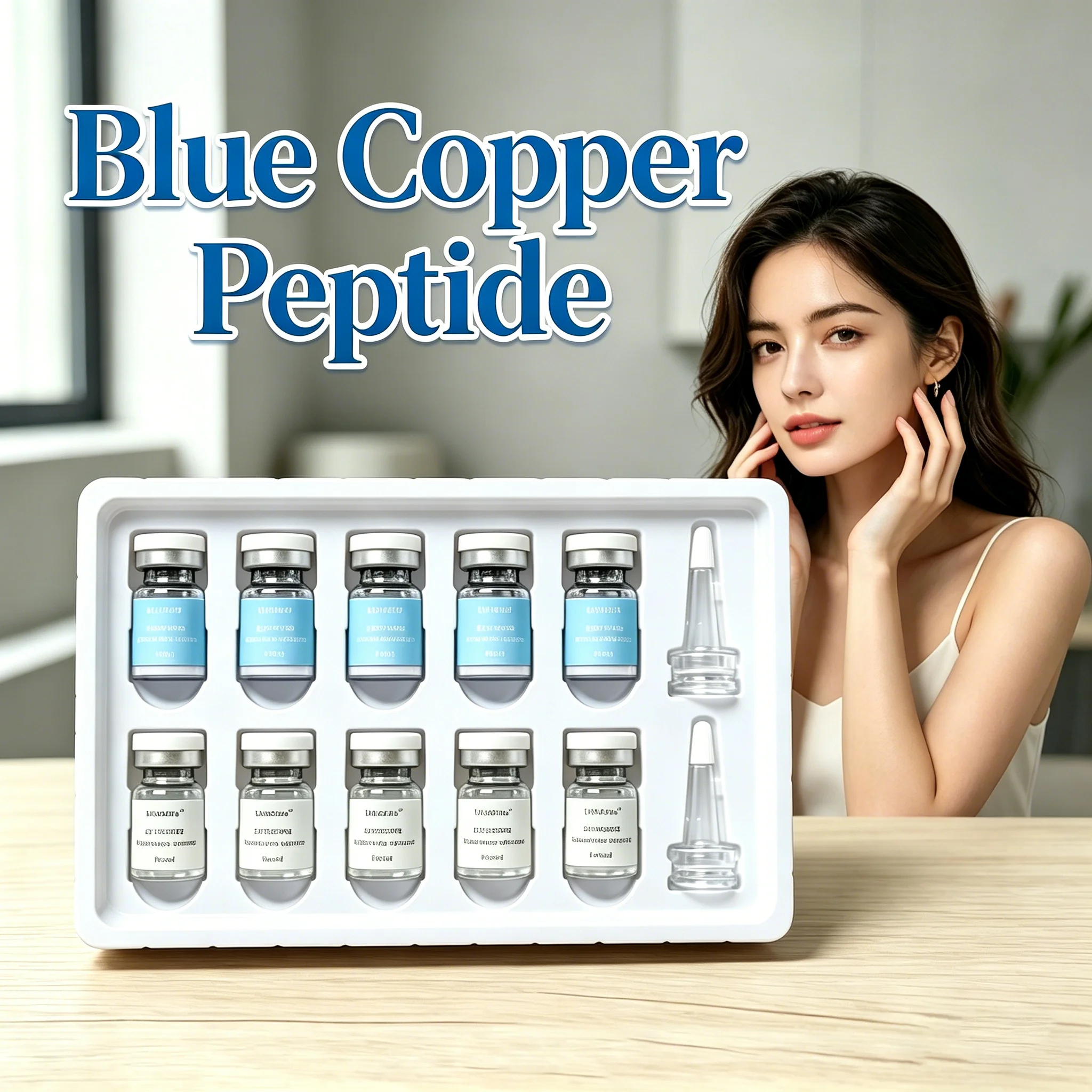 Sanendi Copper Peptide Serum Freeze-Dried Face Care Essence Deep Hyadration Smoothing Powder Korean Skin Care 5ml x 10vials