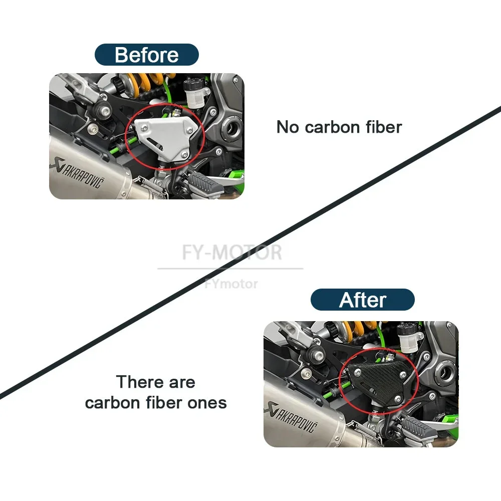 

Motorcycle Carbon Fiber Heel Guard Plates Foot Rest Fit For Kawasaki Z900 Z900SE 2017-2024 18 19 20 21 22 23