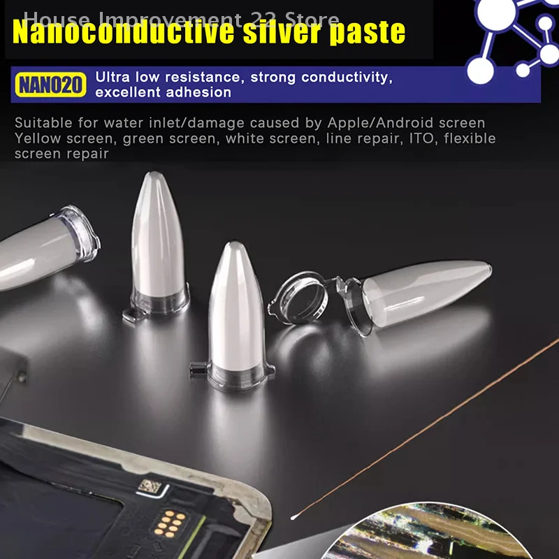 MECCANICO Nano Pasta d'argento conduttiva NANO20 Per il telefono Riparazione del telefono Android Riparazione del circuito dello schermo flessibile ITO Pasta d'argento anche