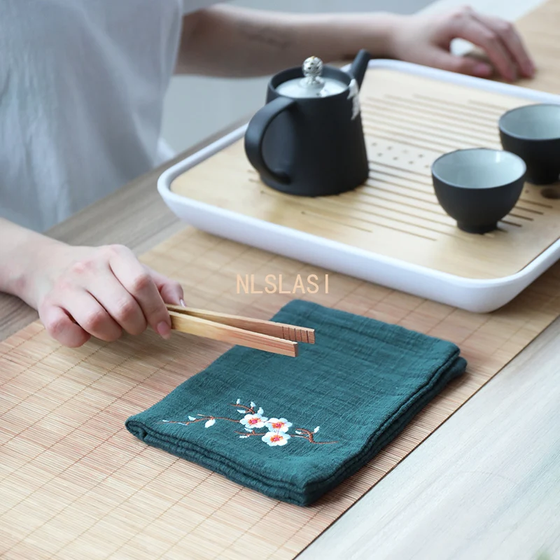 Chinese Style Cotton and Linen Teapot Tea Towel Tea Set Table Absorbent Cloth Home Tea Ceremony Accessories Buddha Hall Cloth