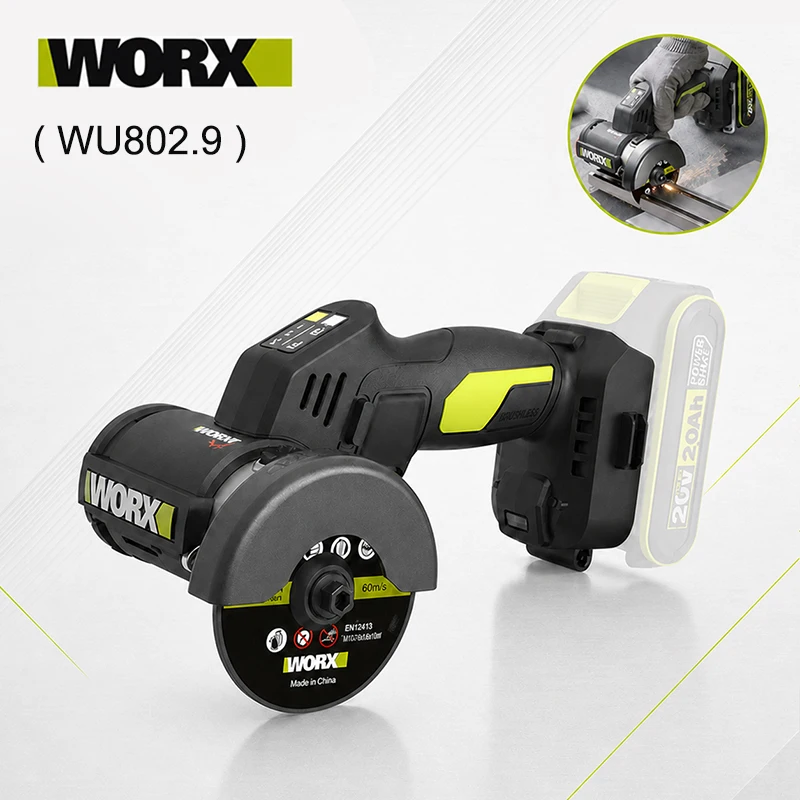 WORX WU802 20V Electric Angle Grinder Cordless Polishing Cutting Machine Portable Mini Grinder Lithium Battery Power Tools