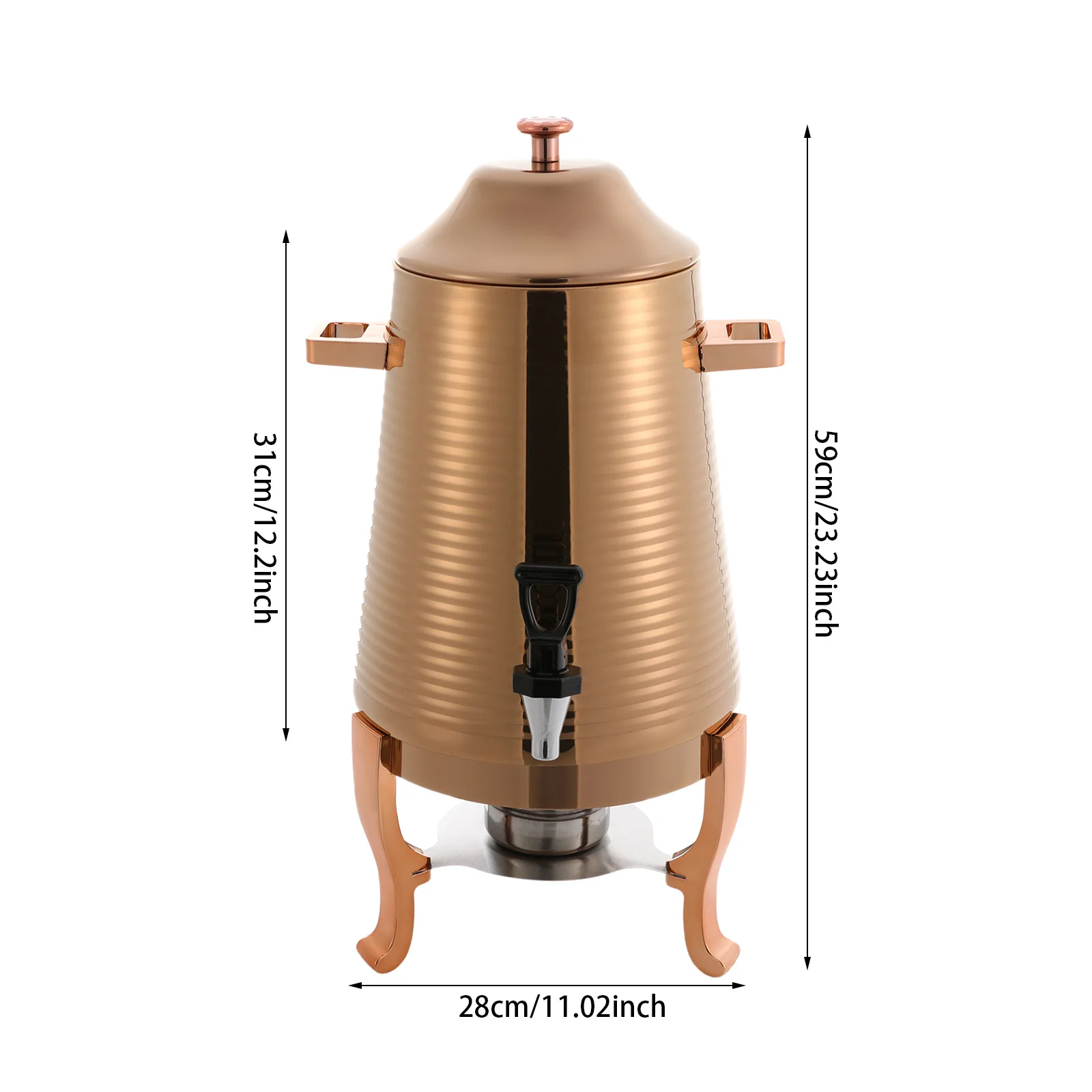 

Rose Gold 13L/ 3.43Gal SS Beverage Dispenser, Hot Drink Dispenser W/ Stand, Solid Alcohol Heating Hot Beverage Dispenser